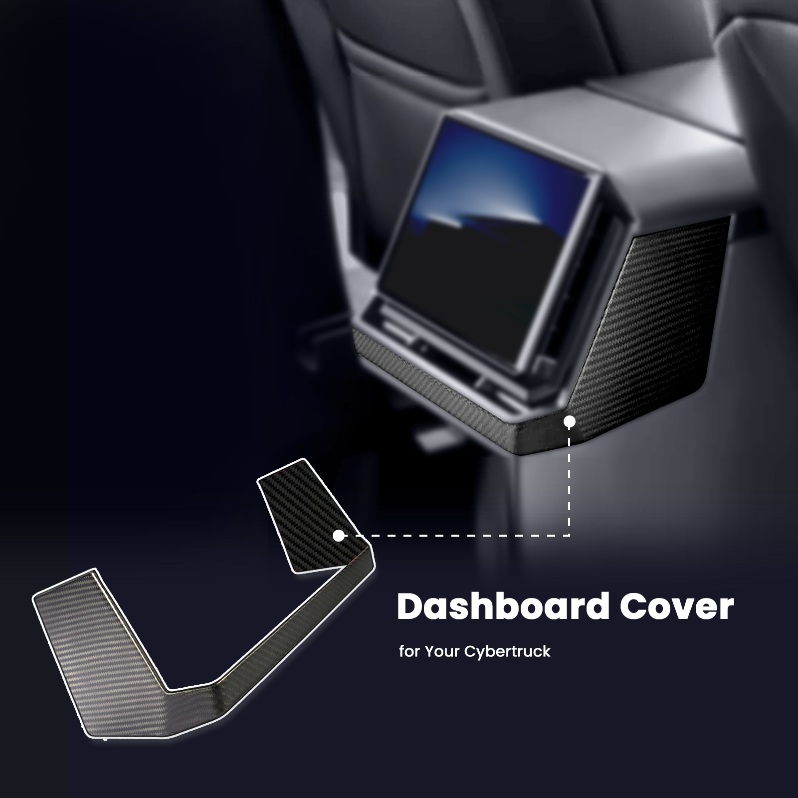 [Real Carbon Fiber] Tesla Cybertruck Rear Screen Frame Cover Tesla Cybertruck Accessories Tesstudio?