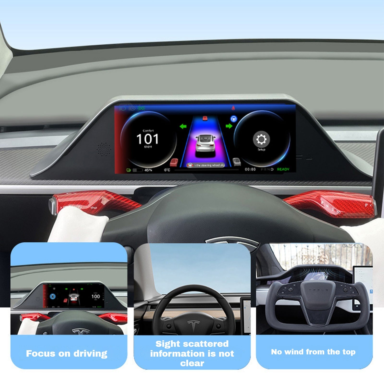 Tesstudio FY9-C Intelligent Dashboard Display Without Front Camera for Tesla Model 3/Y - Inspired by Model S/X Design