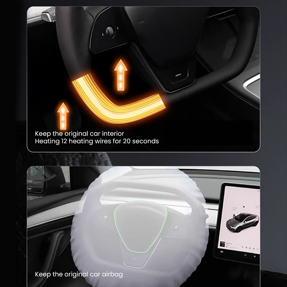 2025年、2026年モデル対応 プレミアムシートヒーター内蔵 ナッパレザー サイバーパックV2 ステアリングホイール（Model 3 Highland/Model Y Juniper用）