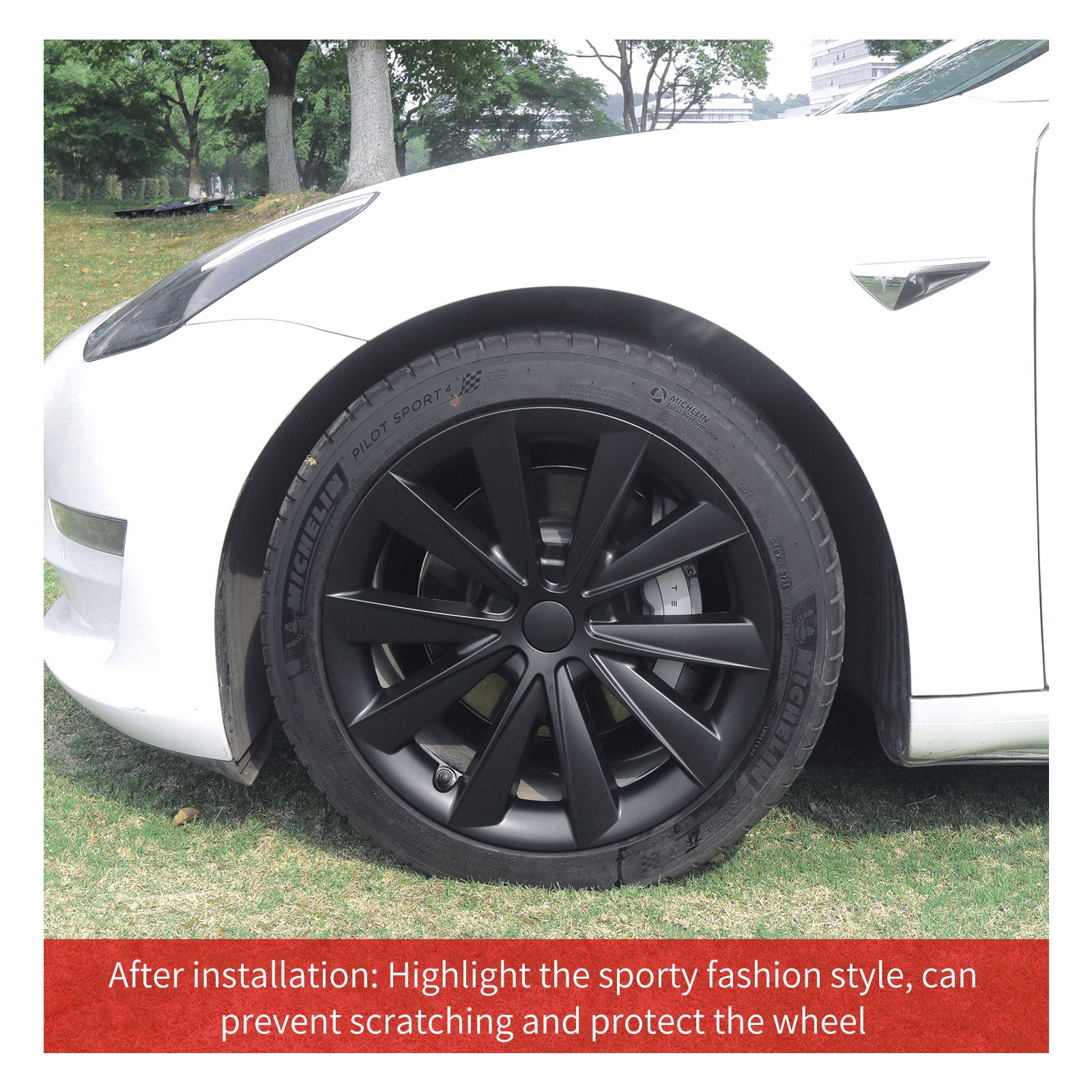 Car Hub Caps 18'' Blade Style Wheel Cover (2017-2023) For Tesla Model 3