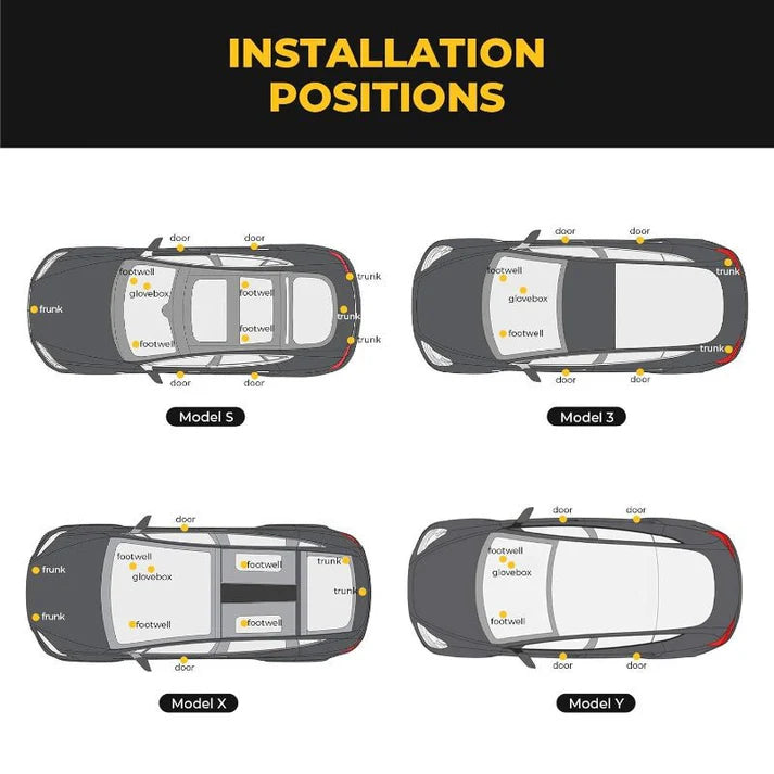 Model 3/Y/S/X用 フットウェルLEDライト