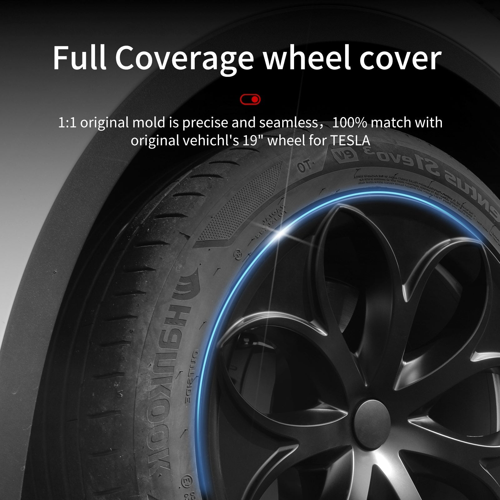 ハブキャップ 19インチ ペタルスタイル ホイールカバー（2020-2024年式）Tesla Model Y用