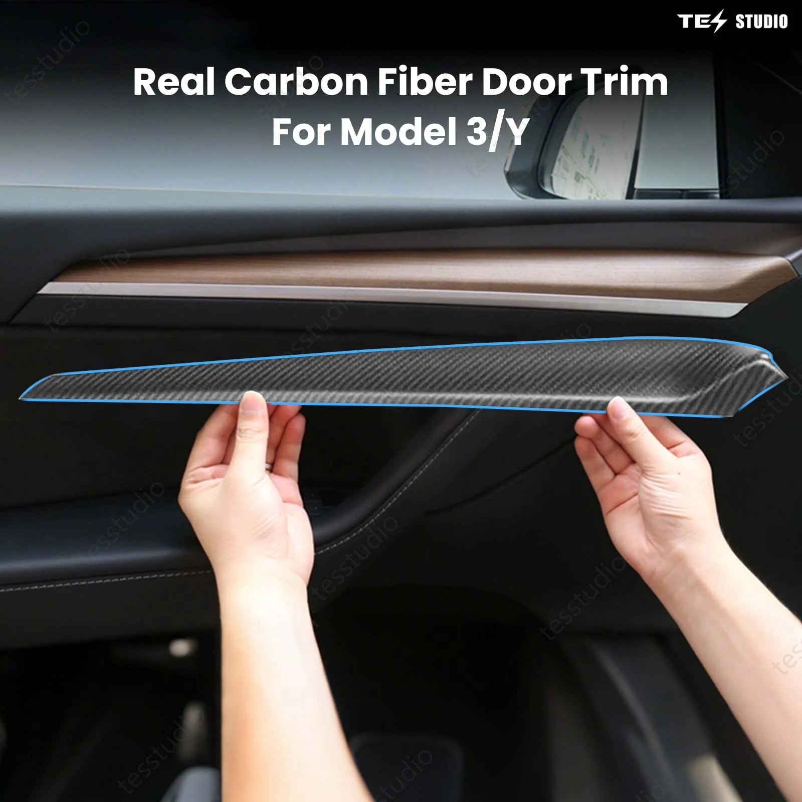 Model 3/Y(17-24) Real Carbon Fiber Dashboard & Front Door Trim Panel Replacement Kit Tesstudio?