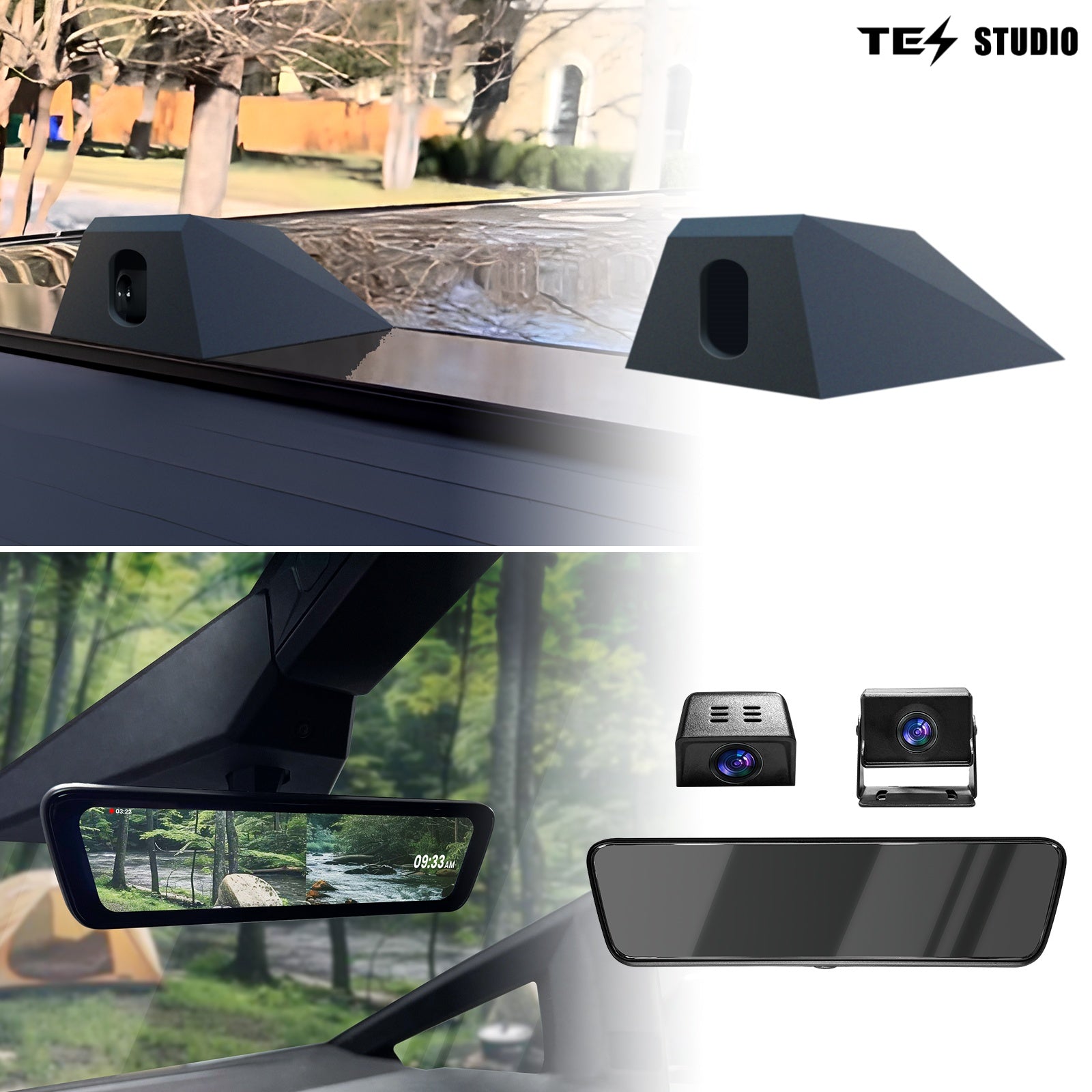 Tesla Cybertruck Streaming Rearview Mirror S8 Front And Rear Dual Recording Digital Interior Accessories Rear View Mirror Dash Cam Tesstudio?