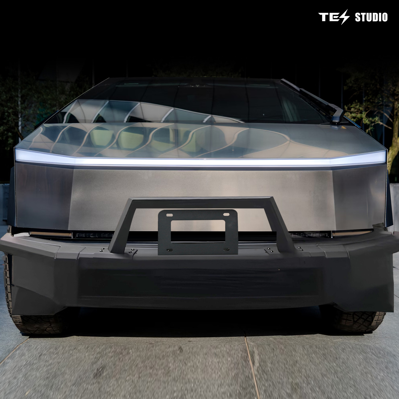 Tesla Cybertruck Steel Front Bumper with Black Texture Tesstudio?