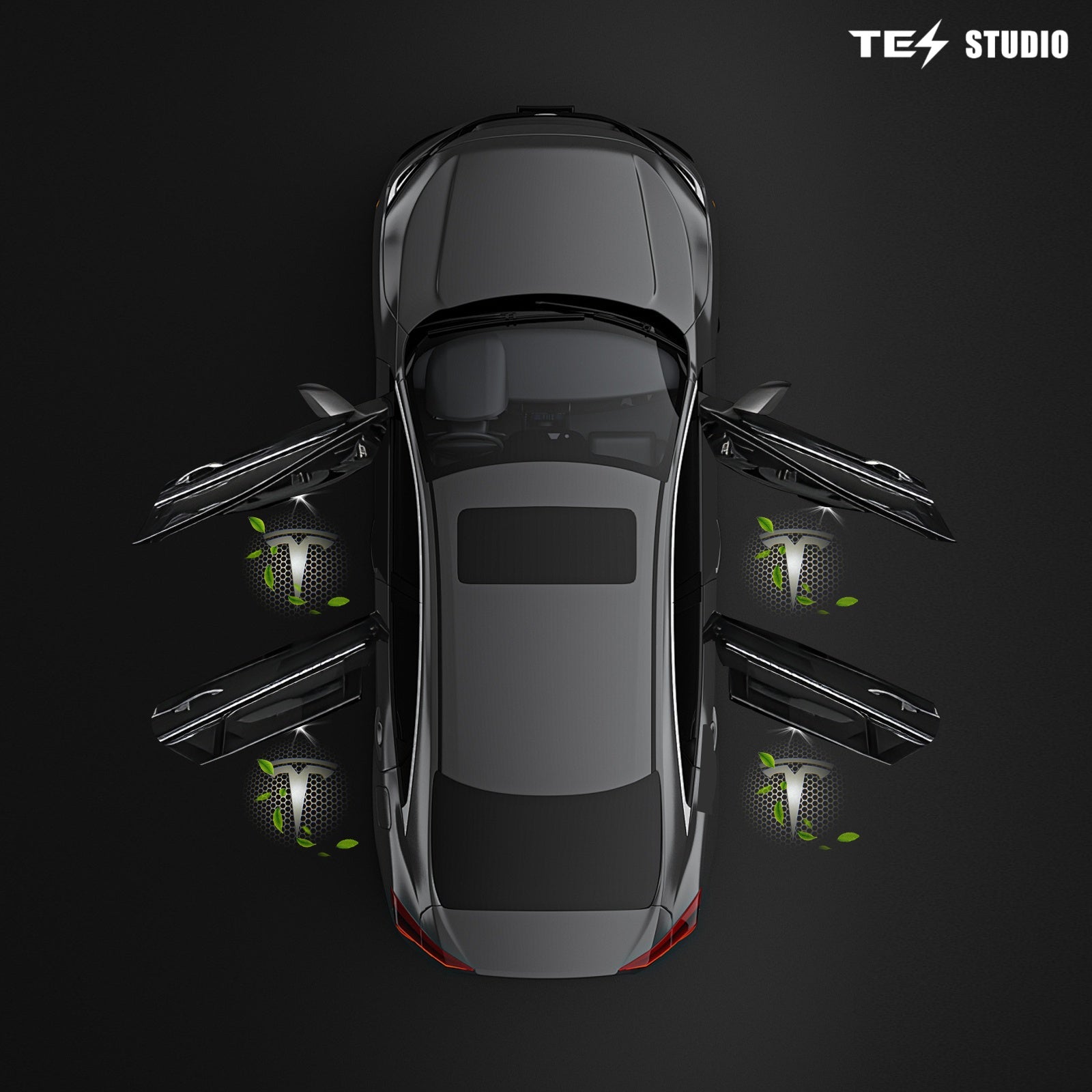 Tesstudio 3D Dynamic Projection Lights For Tesla Model Y Juniper Model 3/Y/S/X Welcome Lights Puddle Lights