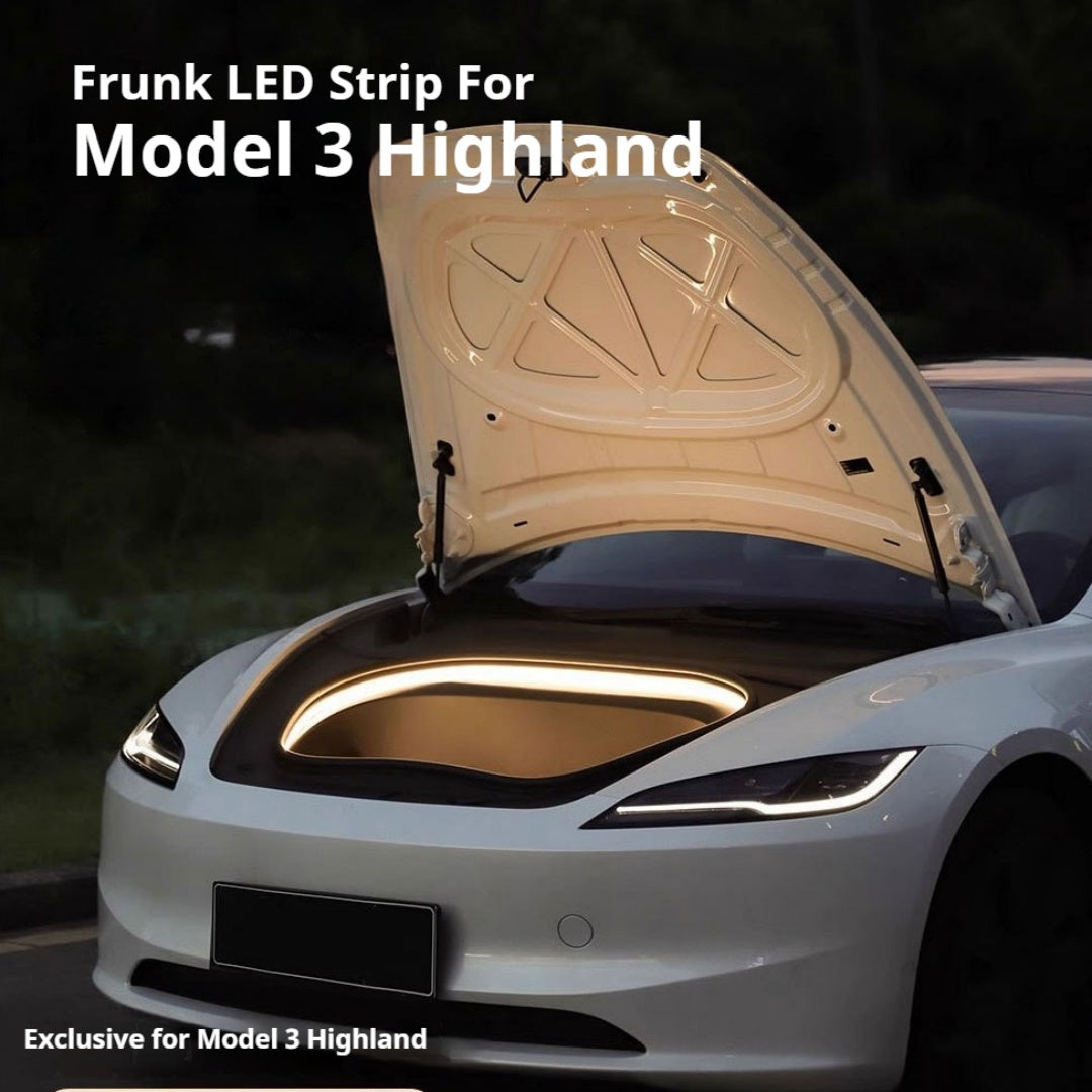 Tesla Model 3 Highland Frunk LED Strip Lights Tesla Accessories Model 3 Highland Front Trunk Ambient Lights Tesstudio?