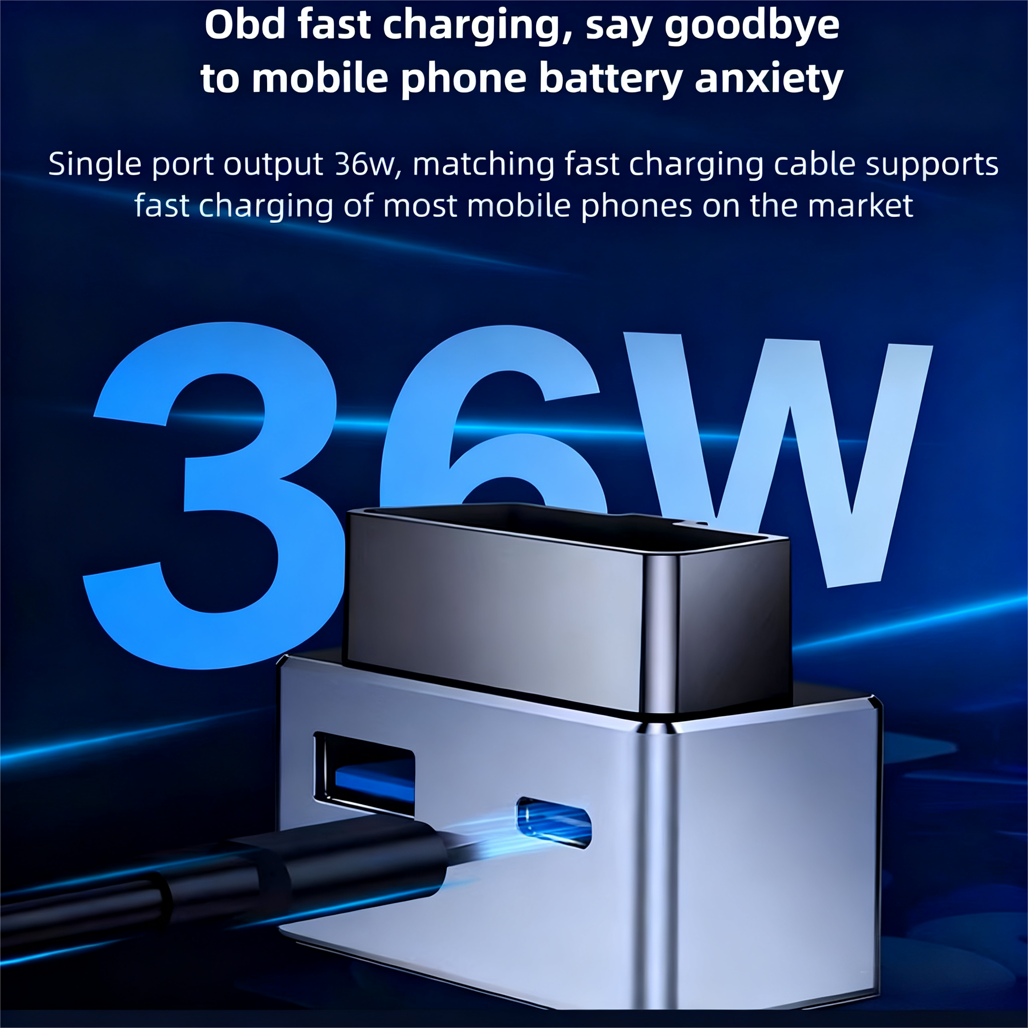 36W OBD Fast Charger with Dual Ports ¨C Hidden Design, Stable Power, Wide compatibility for all Tesla models