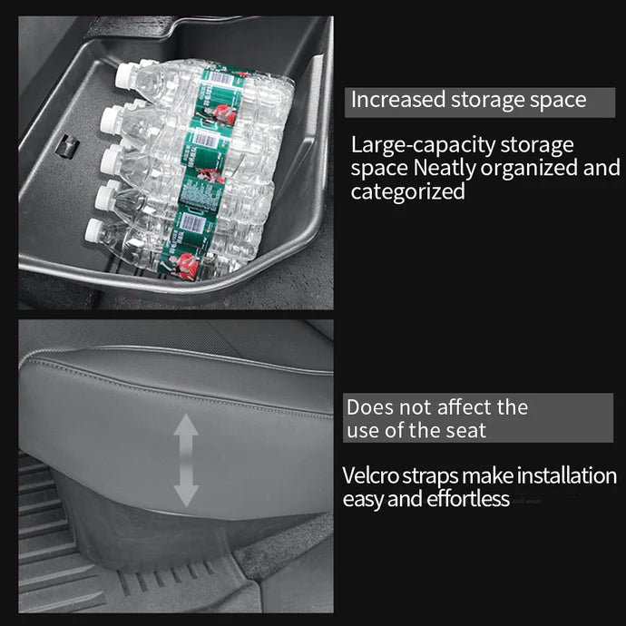 Tesla Cybertruck後部座席下収納ボックス 耐久性のあるABS製後部座席下オーガナイザー Cybertruckアクセサリー