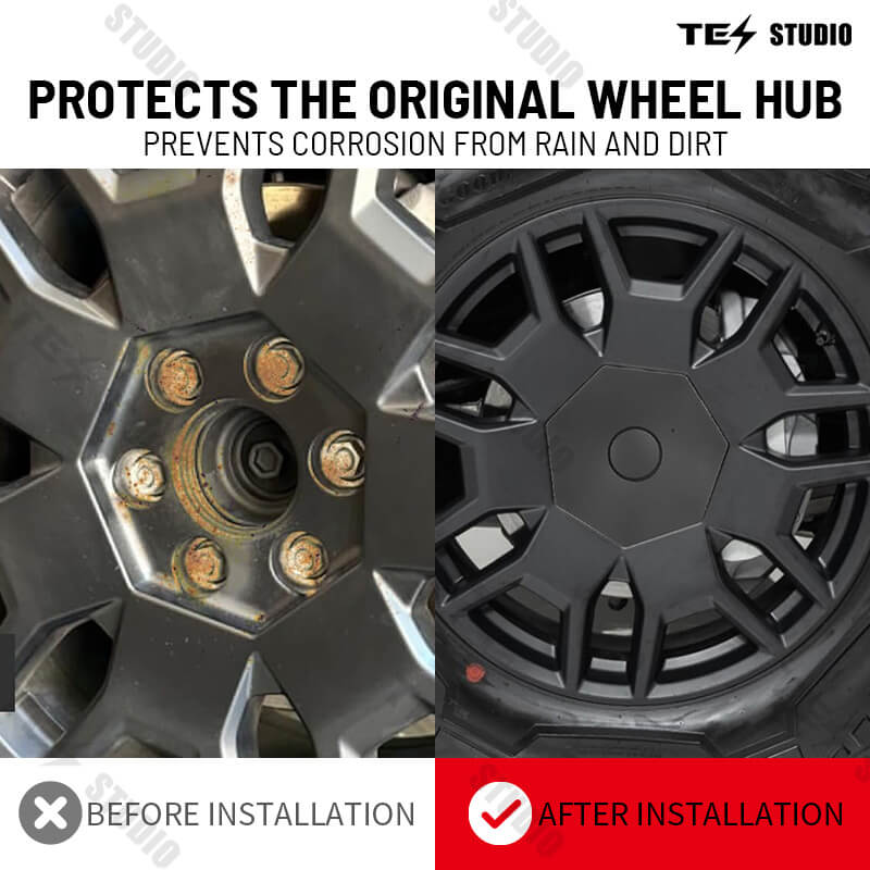 Tesstudio Center Hub Caps for Tesla Cybertruck (Set of 4) - 20 inch Wheel Covers