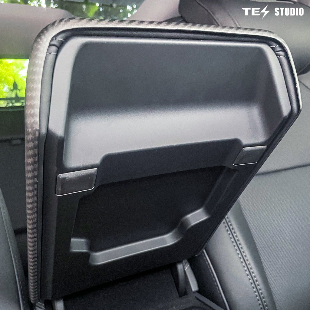 Cybertruck Armrest Box Cover Real Carbon Fiber Center Console Saddle Tesstudio?