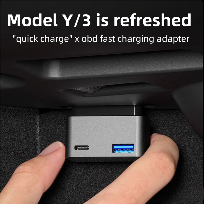 36W OBD Fast Charger with Dual Ports ¨C Hidden Design, Stable Power, Wide compatibility for all Tesla models