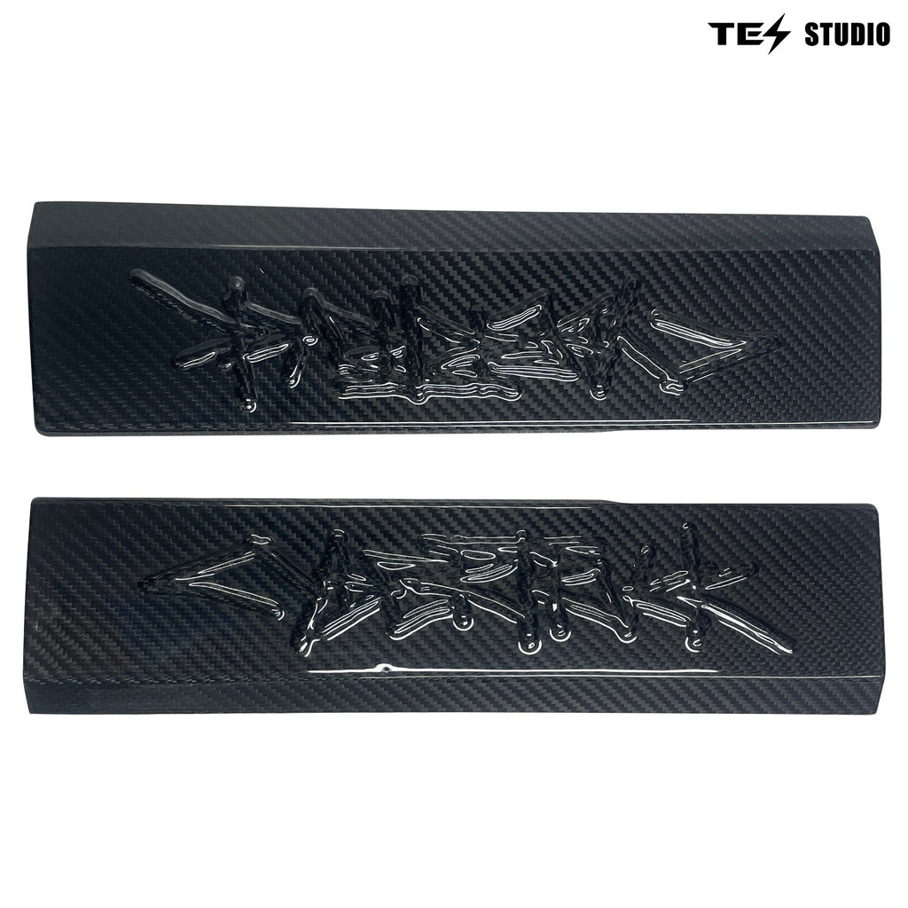 Tesla Cybertruck Sill Protector Real Carbon Fiber Front Door Sill Panel Door Step Kit Tesstudio? (2 Pcs)