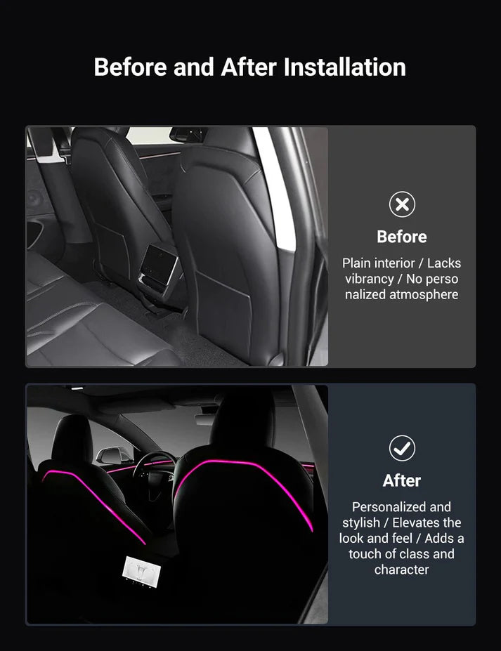 Seat Back Ambient Lighting for Model 3 Highland & Model Y Juniper (2PCS)