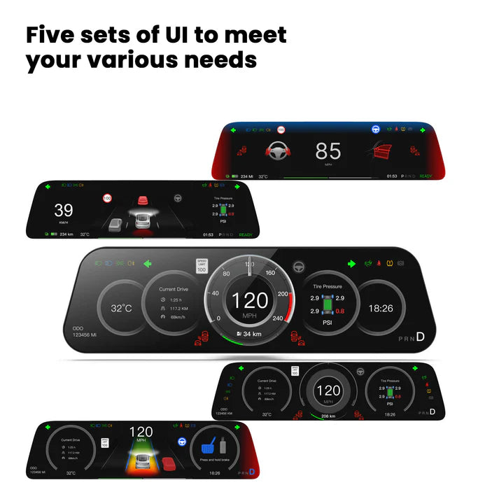 9.6 Inch Instrument Cluster Dashboard Display for Model 3 / Y