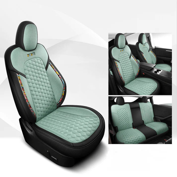 テスラ モデル3用コットンリネンシートカバー