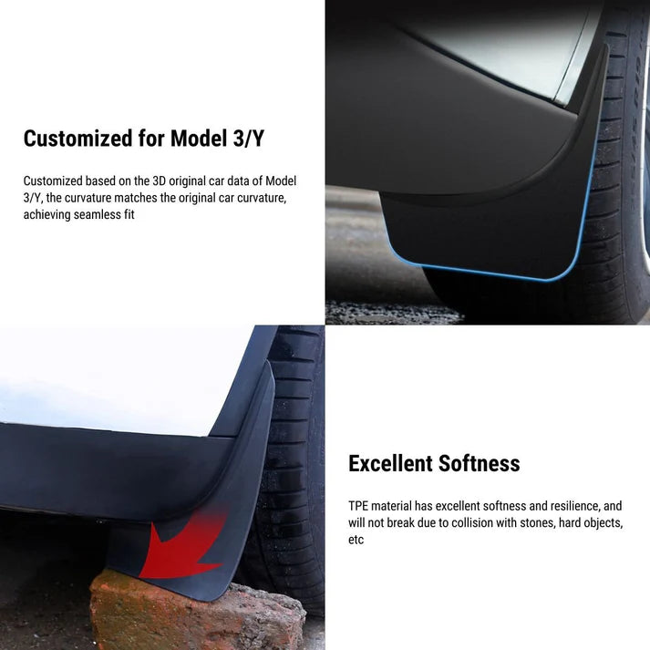 Model 3/Y用強化OEMマッドフラップ | 4点セット | TPV素材 | ドリル不要の取り付け