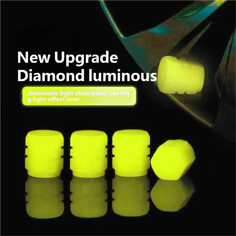 Luminous Tire Valve Caps, Auto Glowing Wheel Stem Covers, Universal for Cars, Trucks, Bikes & Motorcycles, Night Visibility & Anti-Dust Protection