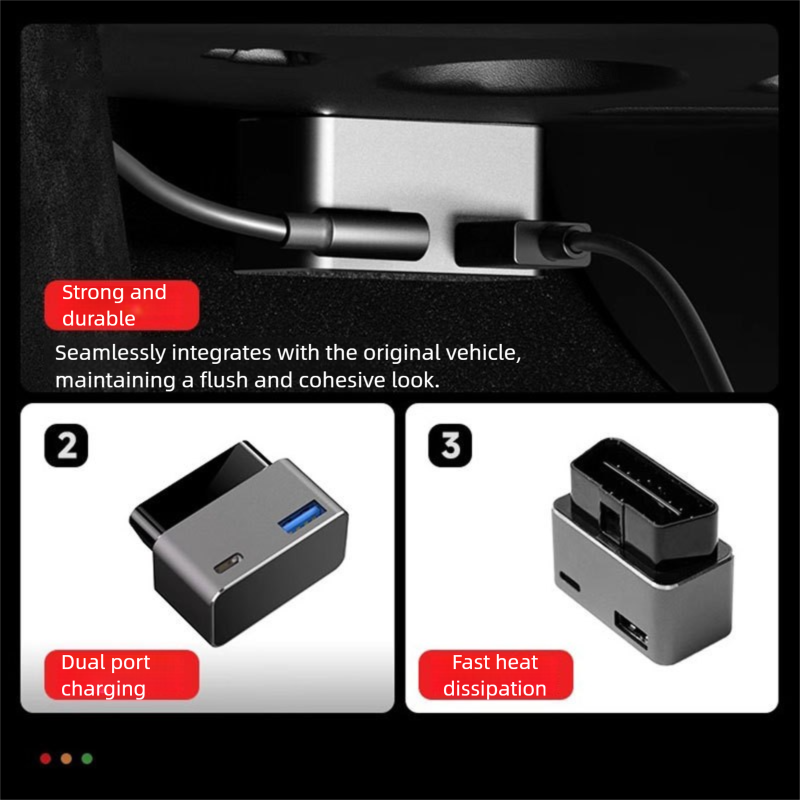 36W OBD 急速充電器（デュアルポート） – 隠れたデザイン、安定した電力、全テスラモデルに対応