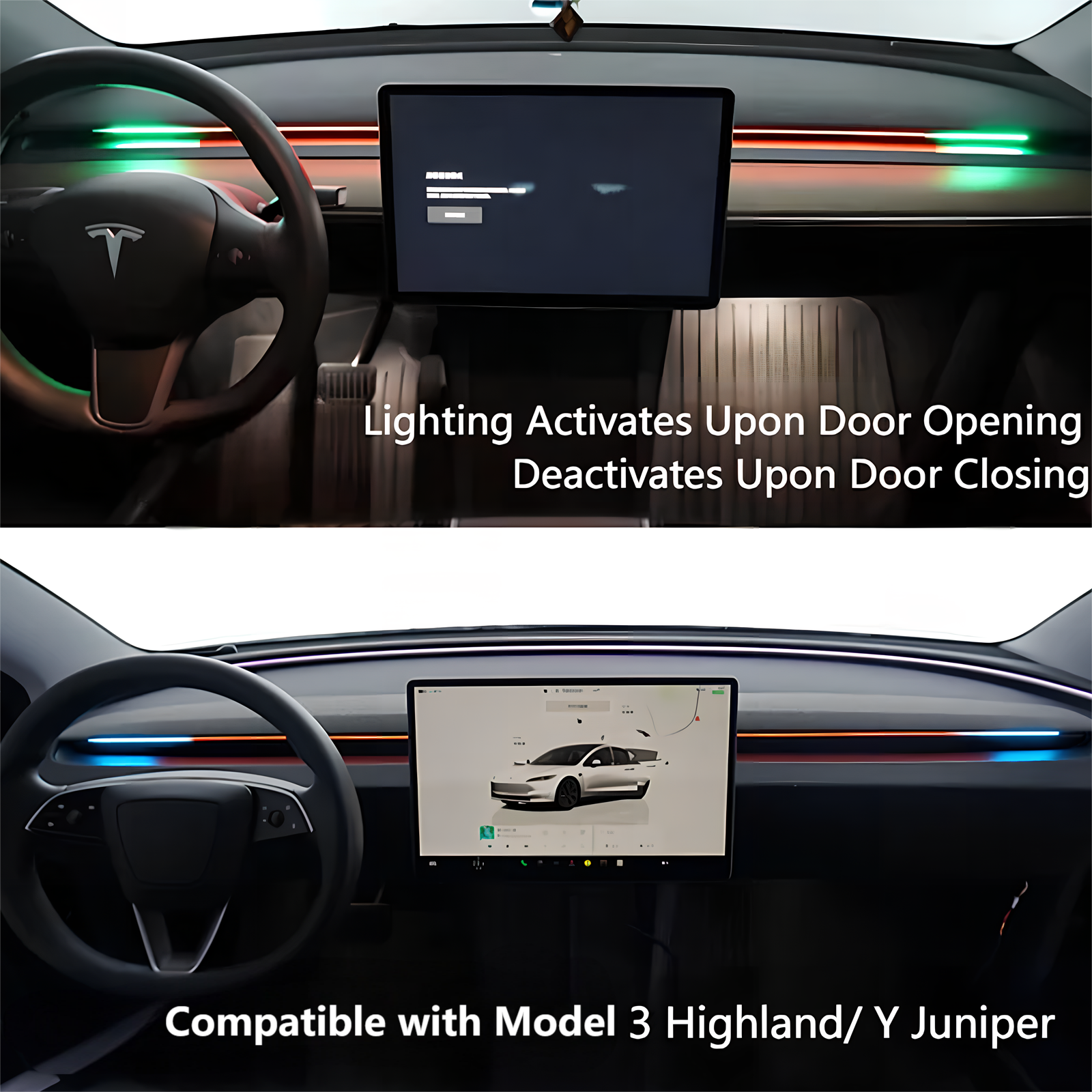 2026 BSD 2.0 Blind Spot Warning System For Tesla Model 3 Highland / Y Juniper /Cybertruck Ambient Lighting