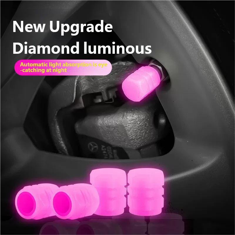 Luminous Tire Valve Caps, Auto Glowing Wheel Stem Covers, Universal for Cars, Trucks, Bikes & Motorcycles, Night Visibility & Anti-Dust Protection
