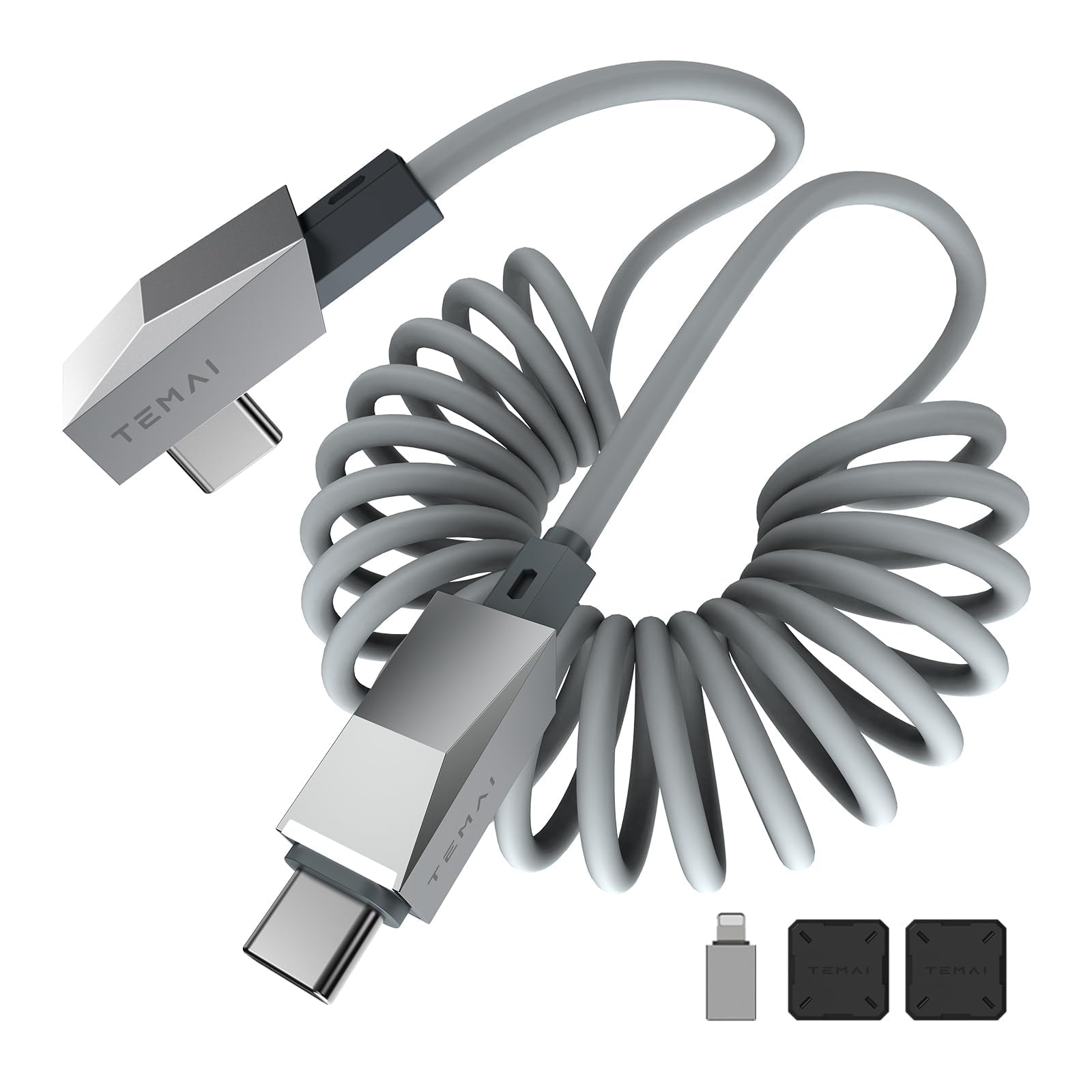 테슬라 모델 Y/3/X/S/Y 스탠다드, 사이버트럭 스타일 액세서리용 1.2m 스프링형 USB-C 케이블