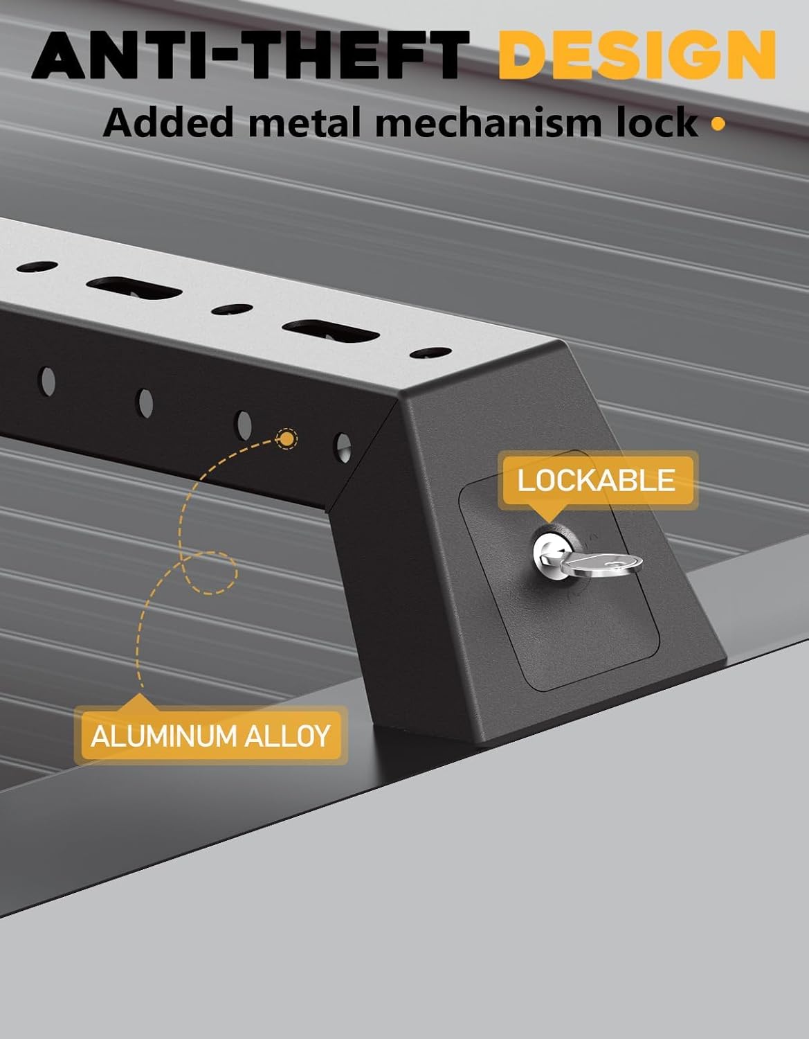 550ポンド高耐久ルーフラッククロスバー、テスラ サイバートラック対応、ロック式アルミ製クロスバー カヌー カヤック 車 スノーボード ルーフトップカーゴキャリア荷物用