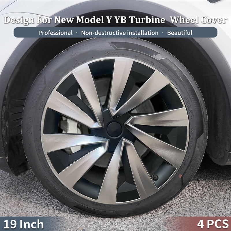 Style 19 inch YB Turbine Wheel Covers Tesla Black Hub Caps for Tesla Model Y Juniper