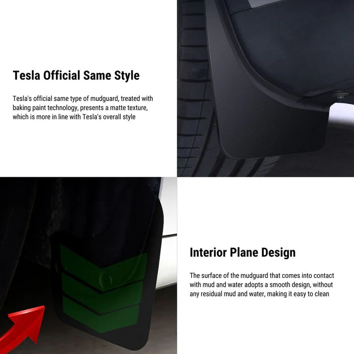 Model 3/Y用強化OEMマッドフラップ | 4点セット | TPV素材 | ドリル不要の取り付け