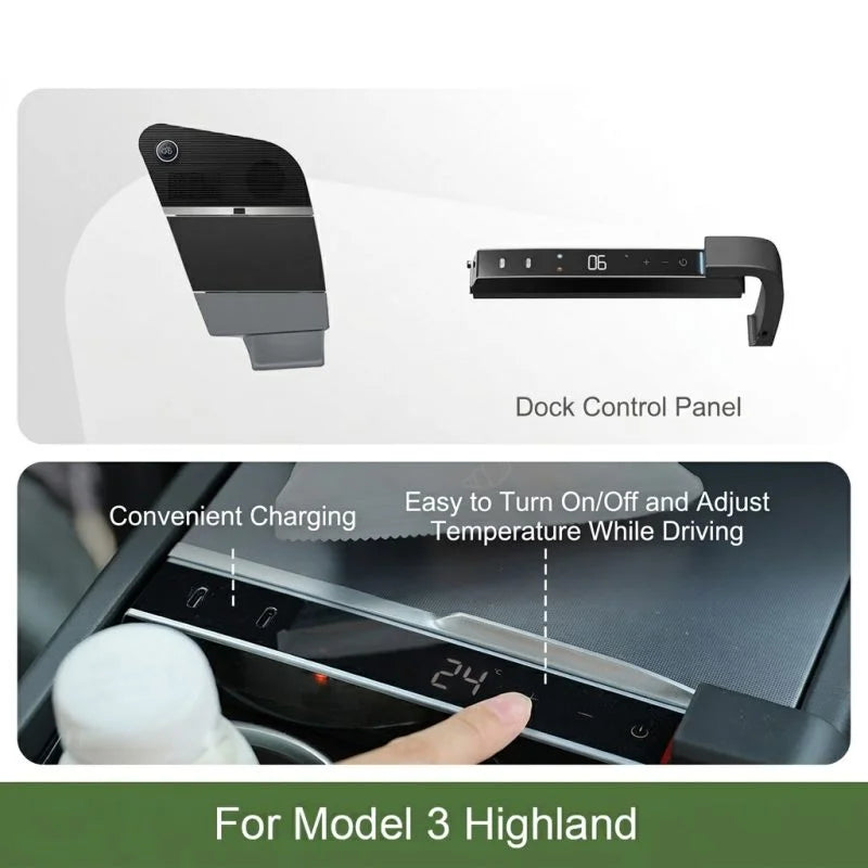 Tesla Model 3 Highland用コントロール拡張ドック付き冷蔵クーラー