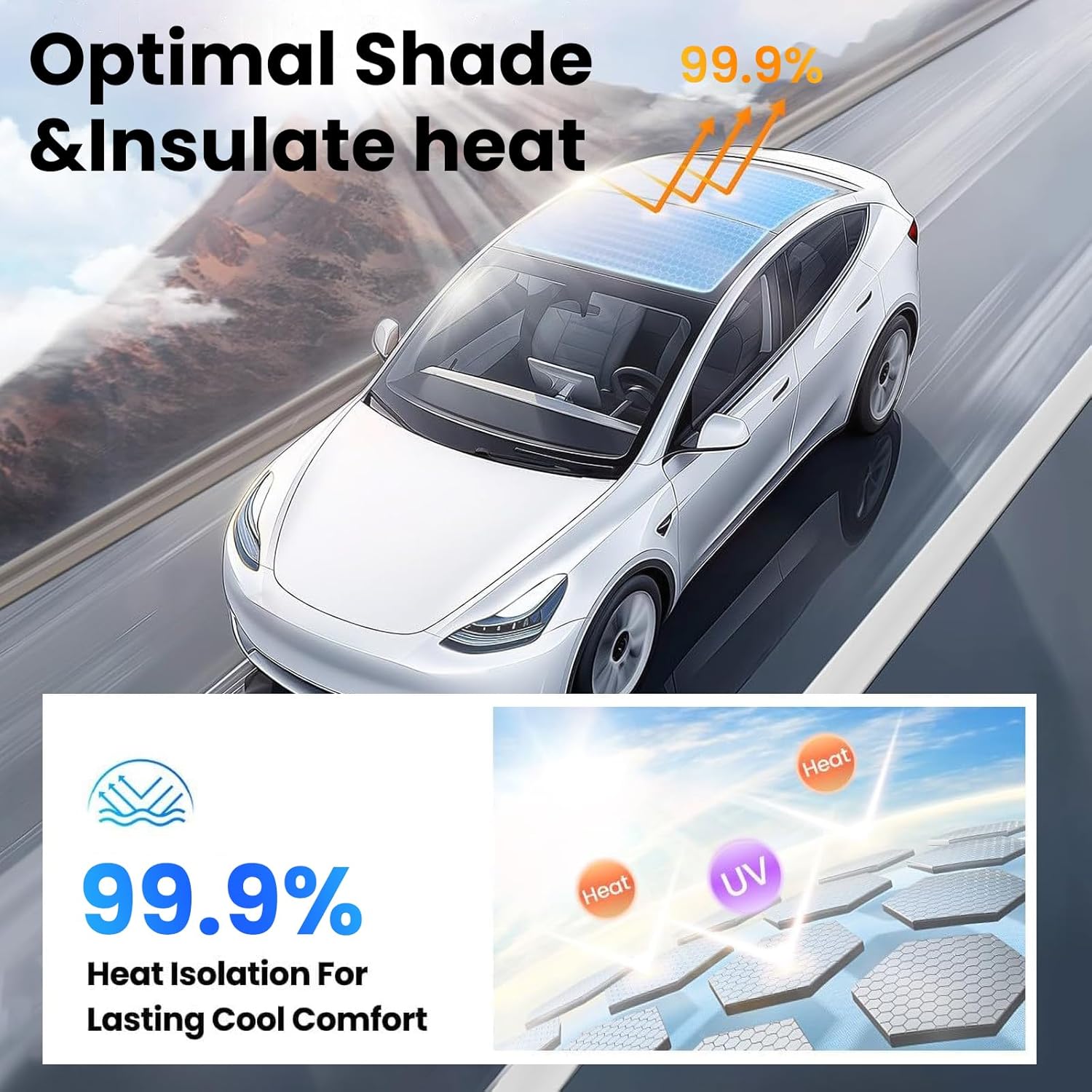 Canada Exclusive - Electric Sunshade with Ambient Lighting For Tesla Model Y | 3-Day Delivery