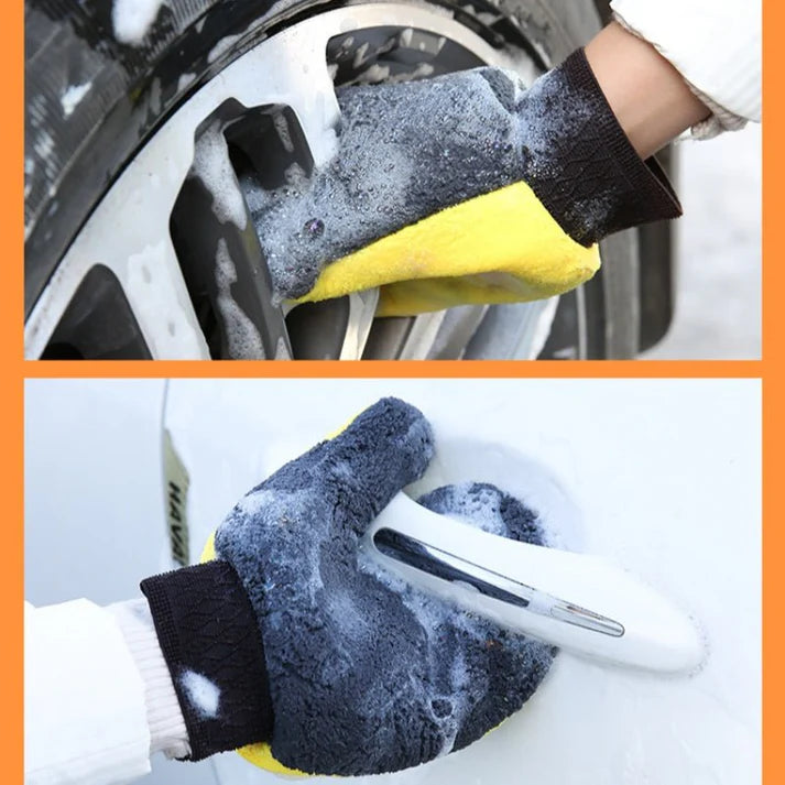 Bear Paw Coral Fleece Cleaning Gloves (2-Pack) | Scratch-Free | Lint-Free | 3 Colors