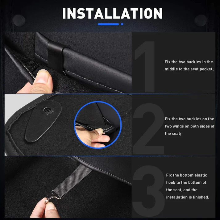 Seat Back Kick Protector for Model 3/Y | Storage Pockets | Easy Clean
