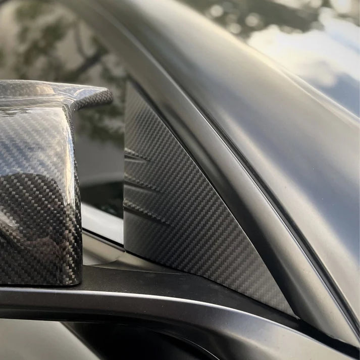 Dry Carbon Fiber A-Pillar Trim for Model 3/Y | 3 Finishes | 3D Laser Fit | LHD/RHD
