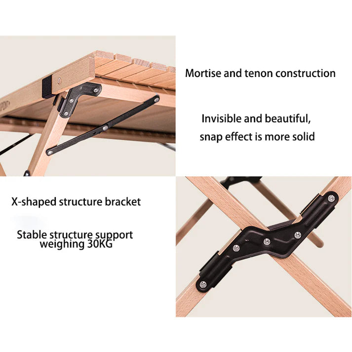 foldable solid wood outdoor camping table