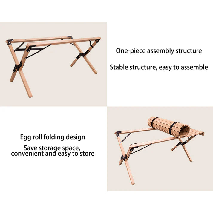 foldable solid wood outdoor camping table