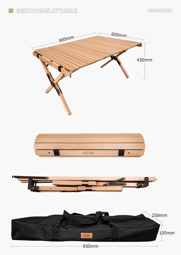 foldable solid wood outdoor camping table
