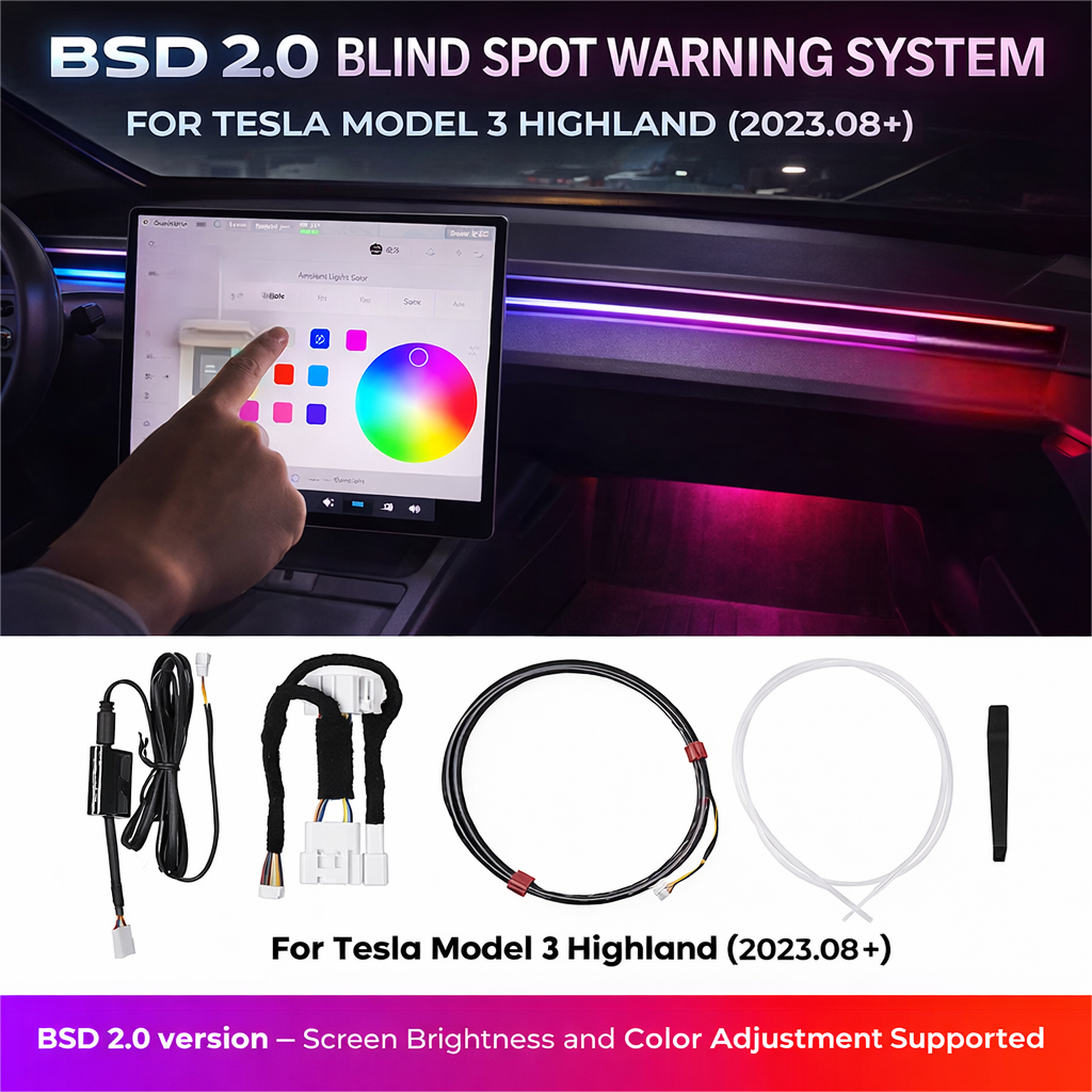Tesstudio BSD 2.0 Blind Spot Warning System For Tesla Model 3 Highland£¨2023.08+£©with Ambient Lighting