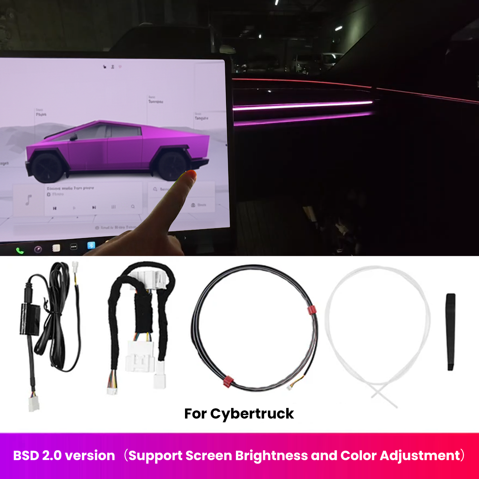 BSD Blind Spot Detection System For Tesla Cybertruck Ambient Lighting - Tesstudio