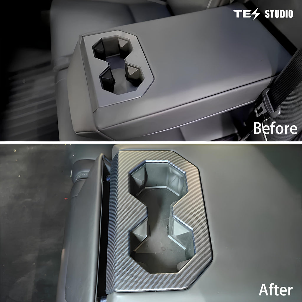 Tesla Cybertruck Interior Accessories Rear Seat Cup Holder Frame Trim Cover Tesstudio? 