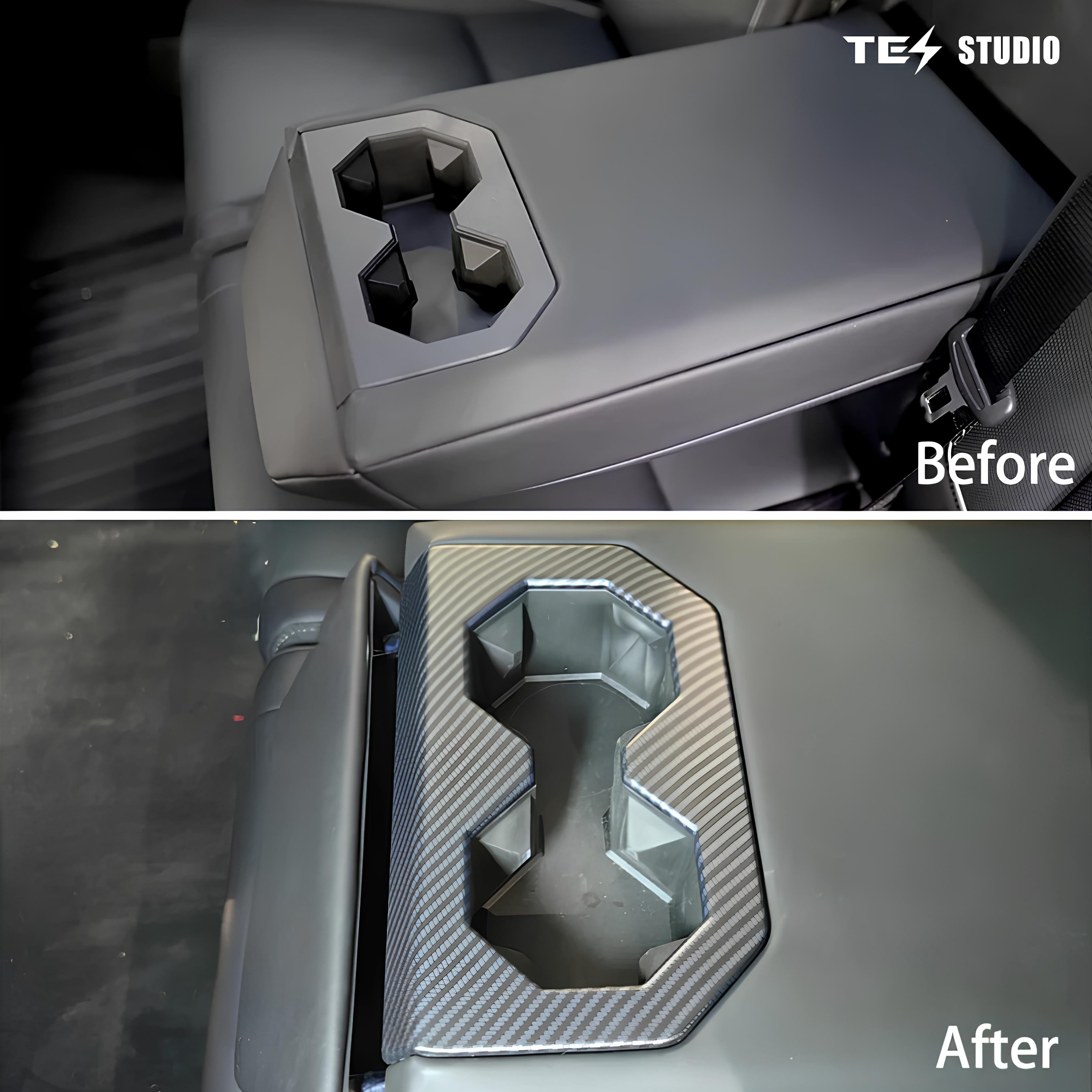 Tesla Cybertruck Interior Accessories Rear Seat Cup Holder Frame Trim Cover Tesstudio? 