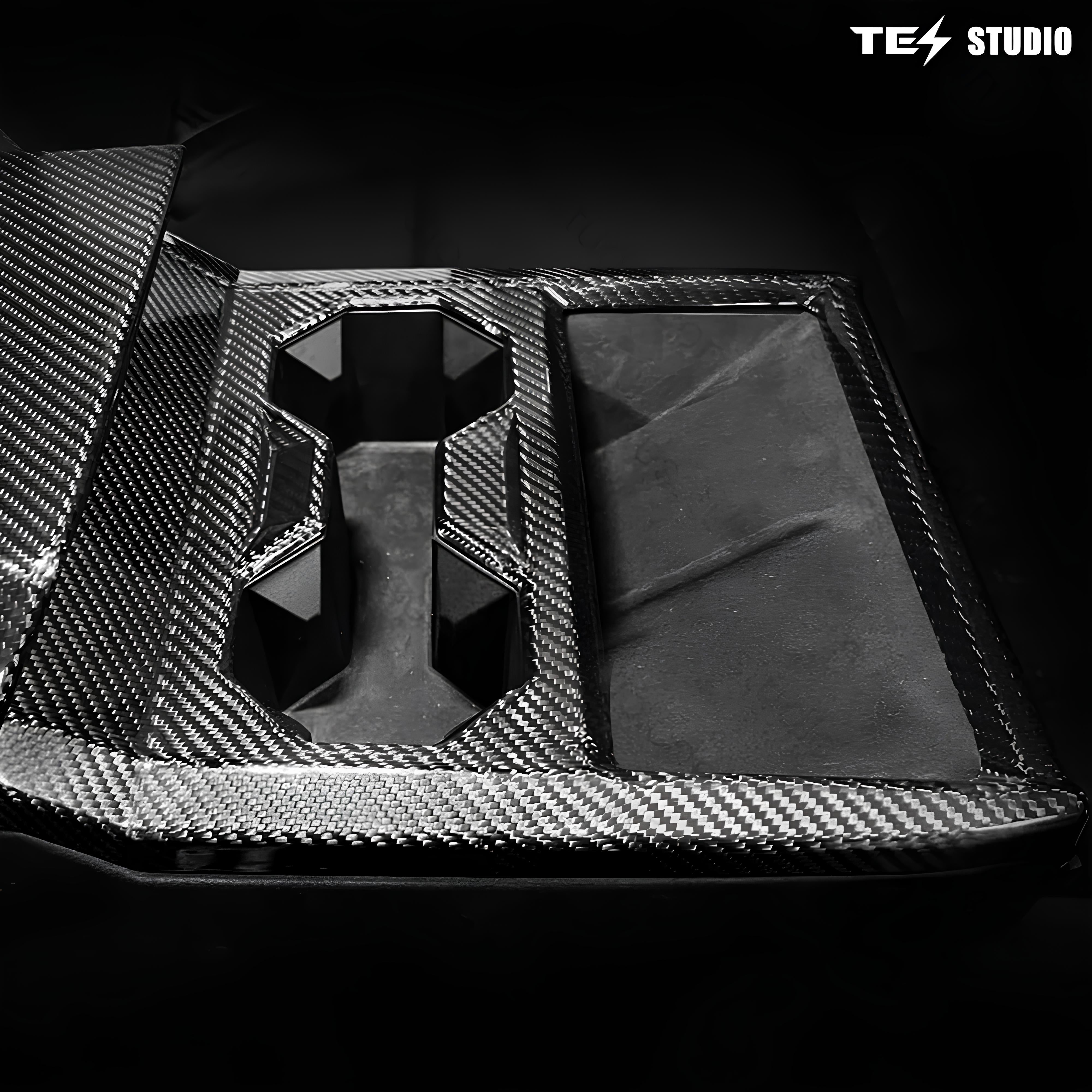 Cybertruck Armrest Box Cover Real Carbon Fiber Center Console Saddle Tesstudio?