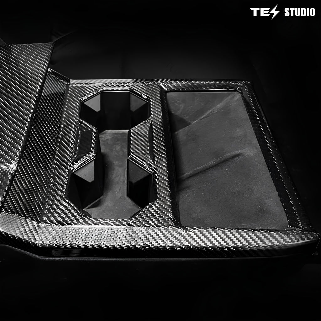 Cybertruck Armrest Box Cover Real Carbon Fiber Center Console Saddle Tesstudio?