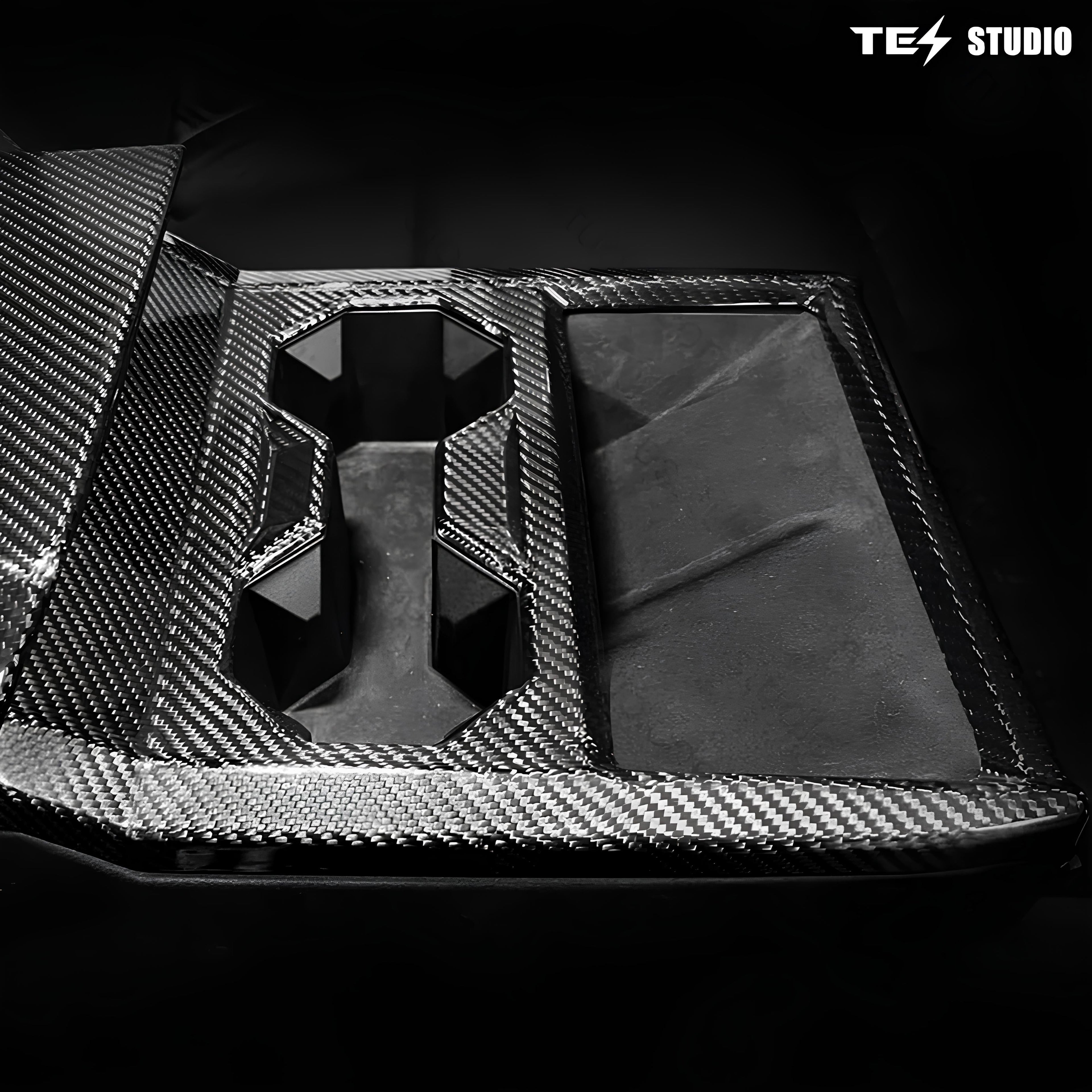 Cybertruck Armrest Box Cover Real Carbon Fiber Center Console Saddle Tesstudio?