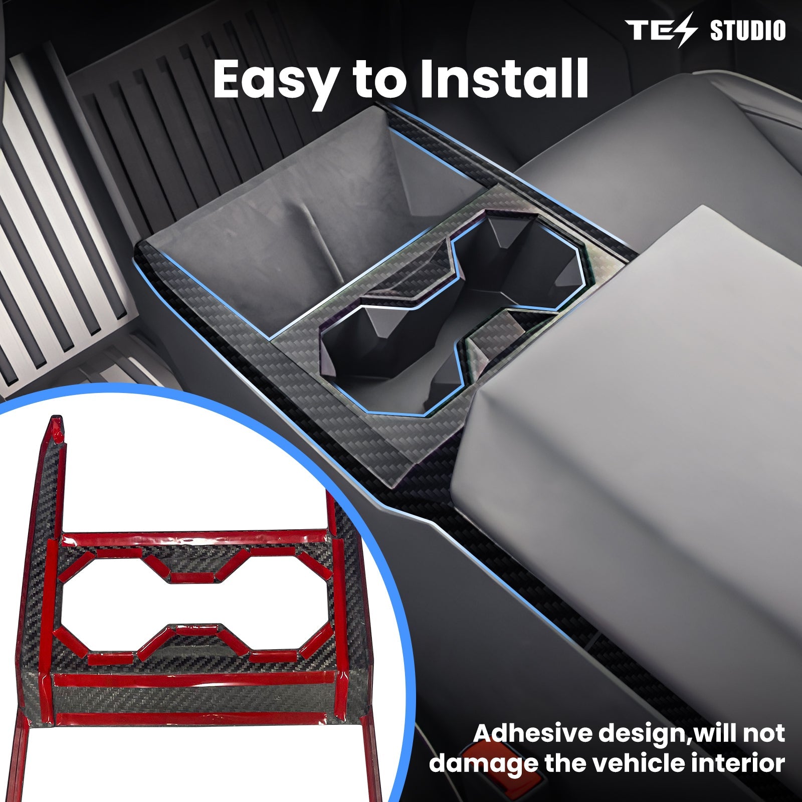 Cybertruck Armrest Box Cover Real Carbon Fiber Center Console Saddle Tesstudio?