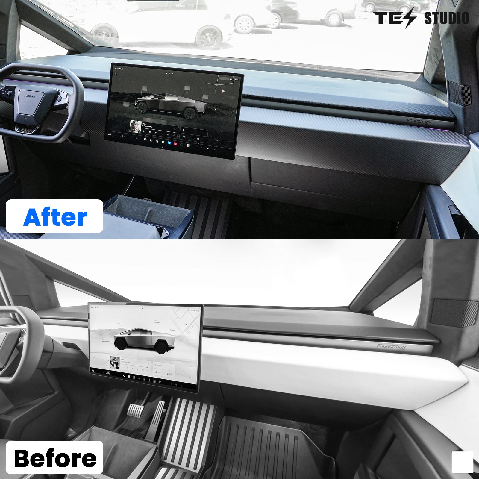 Tesla Accessories Real Carbon Fiber Cybertruck Dashboard Cover Panel Protection Cybertruck Interior Accessories Tesstudio?