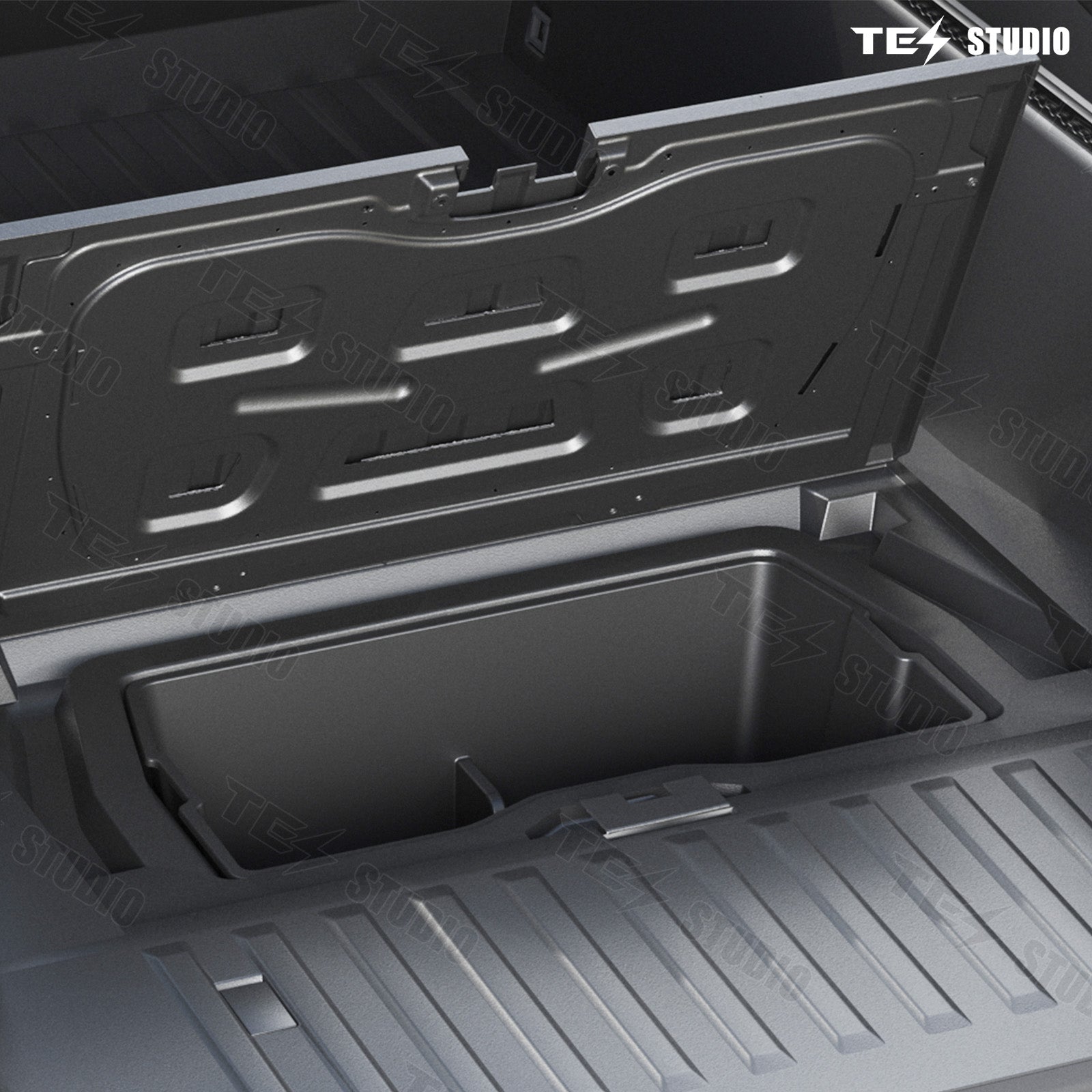 Cybertruck Rear Underseat Storage Tool Box Under Trunk Floor Mat 
Dividers Transport Organizer Cargo Organizational System Tesstudio?