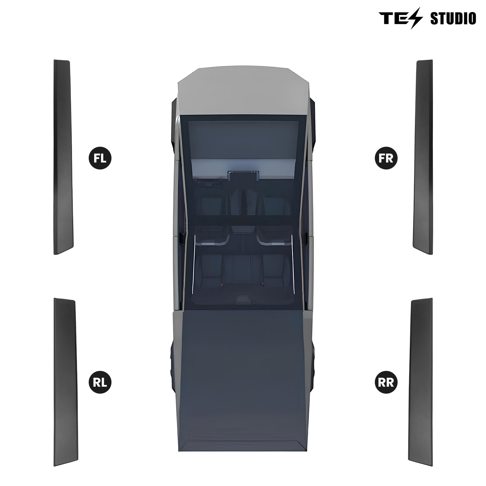 [Real Carbon Fiber] Tesla Cybertruck Accessories Door Panel Covers Premium Front & Rear Upper Overlays Tesstudio?