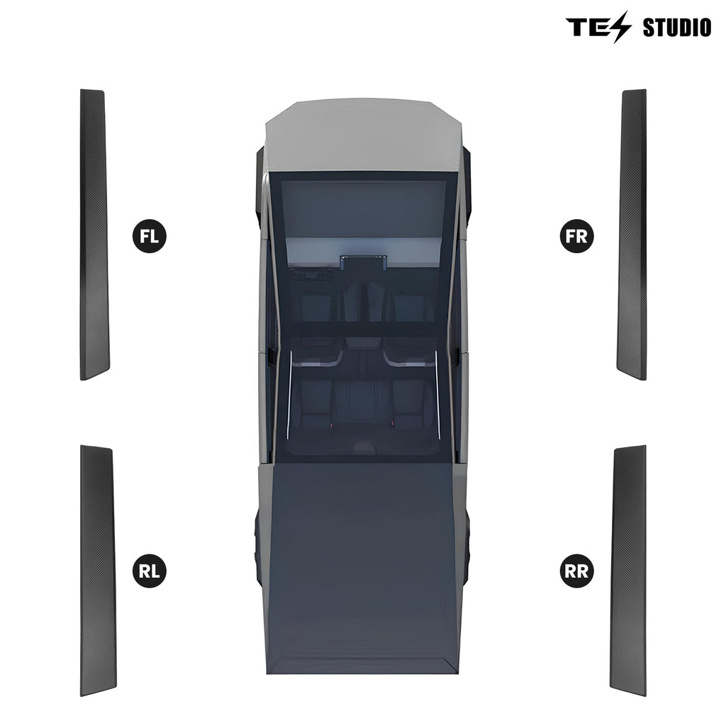 [Real Carbon Fiber] Tesla Cybertruck Accessories Door Panel Covers Premium Front & Rear Upper Overlays Tesstudio?