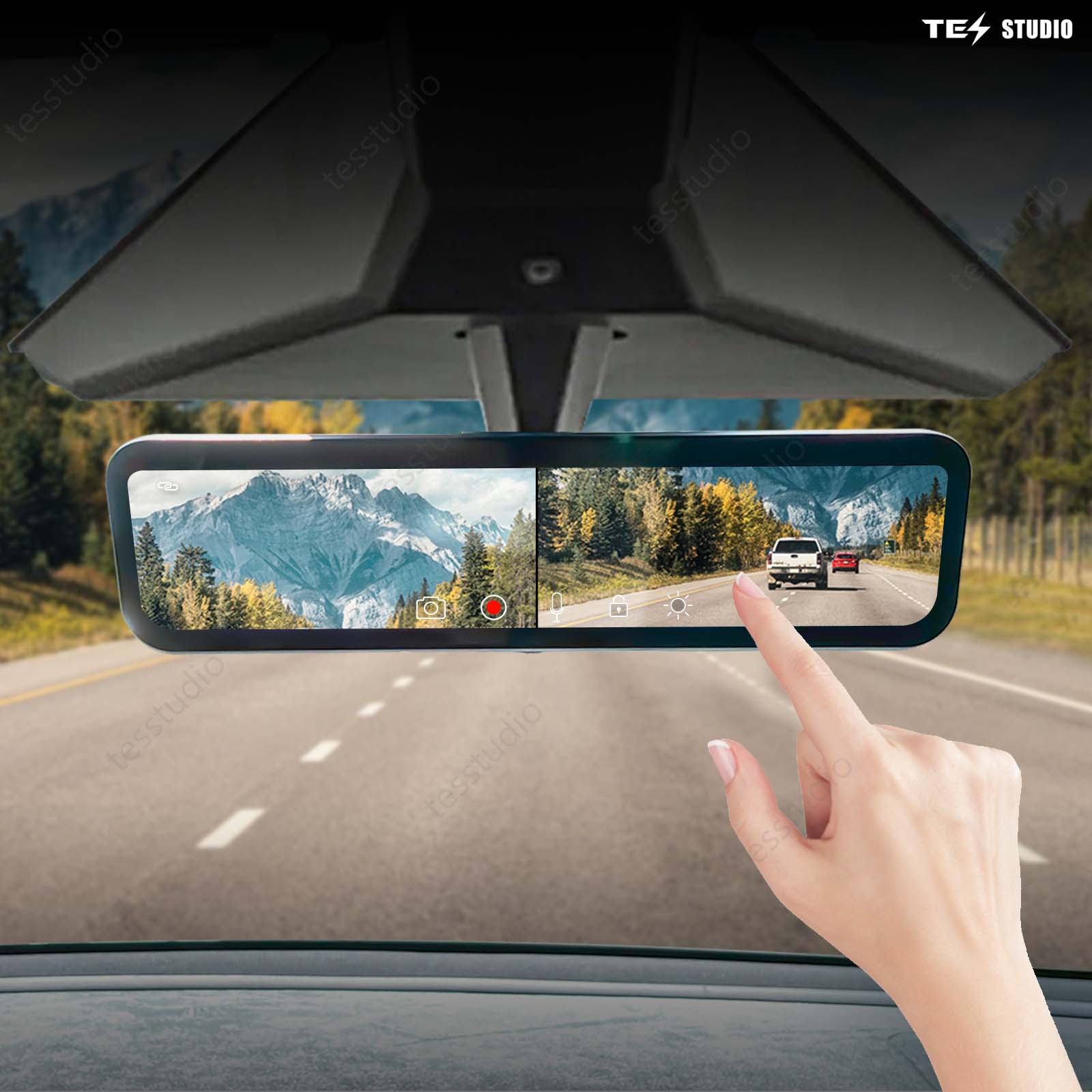 Tesstudio Cybertruck S92 Streaming Rearview Mirror Recorder 1080P HD DVR Dual Way Video Optical  Fiber Transmission Signal Tesstudio?